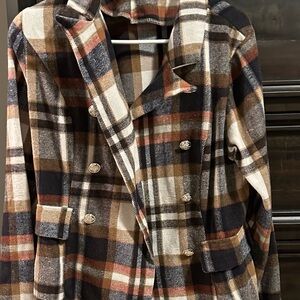 Plaid Double-Breasted Women's Coat